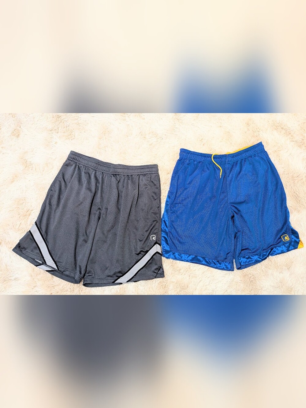 2 Pk, And 1, Athletic Shorts-1 Blue/Yellow, 1 Black W/Gray+Men's 2xl